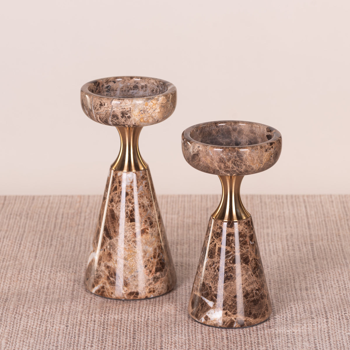On The Spot (Large, Brown/Gold) Marble Candle Holder