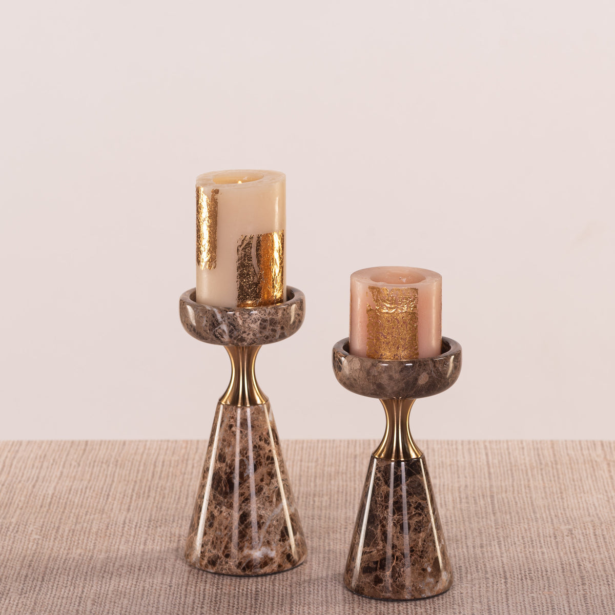 On The Spot (Small, Brown/Gold) Marble Candle Holder
