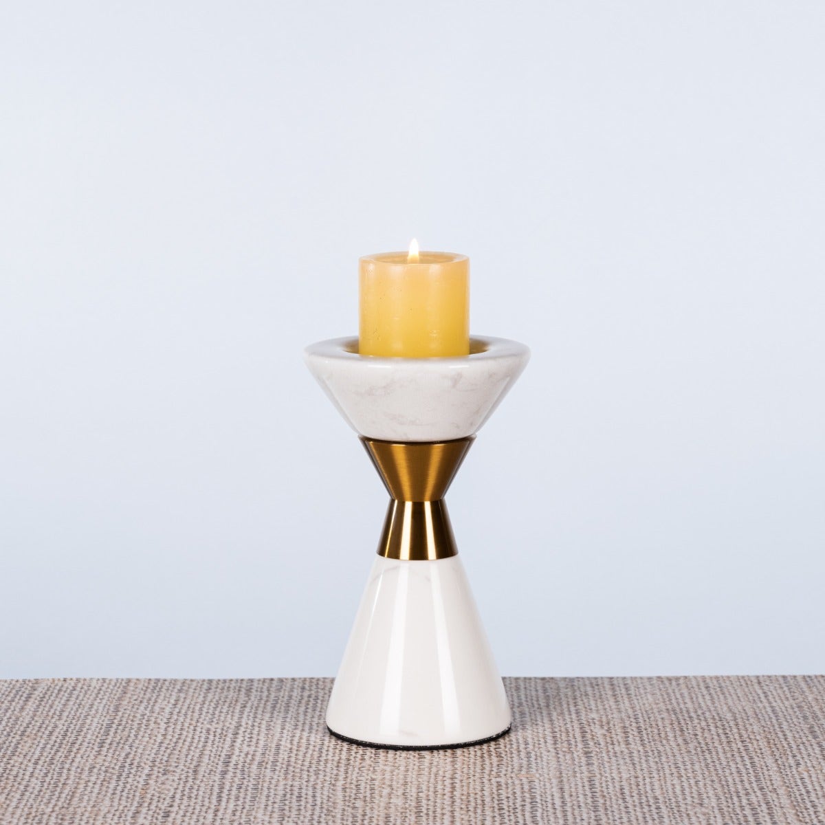 Nailed It (Small, White/Gold) Marble Candle Holder
