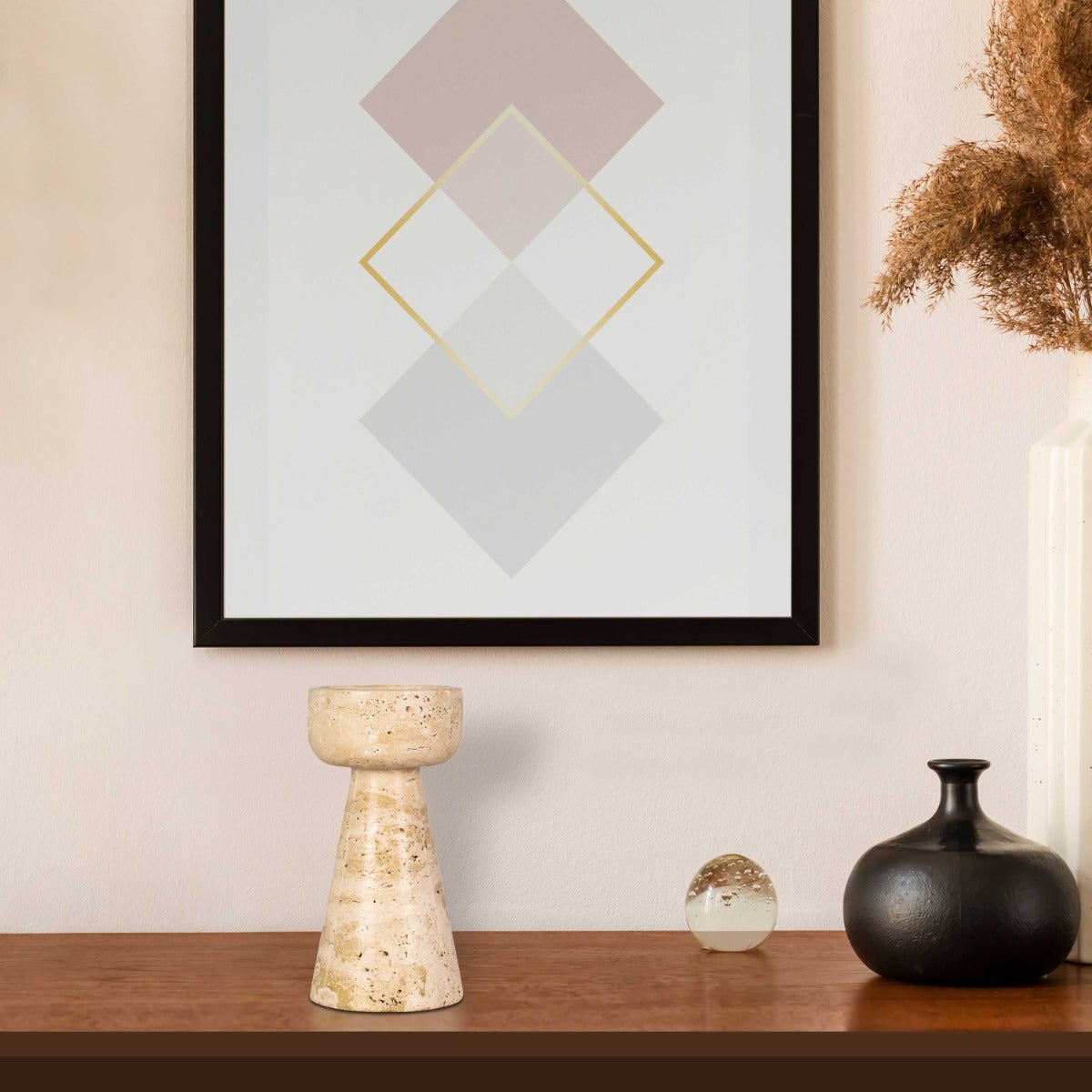 Twinning Sable (Small, Beige) Marble Candle Holder