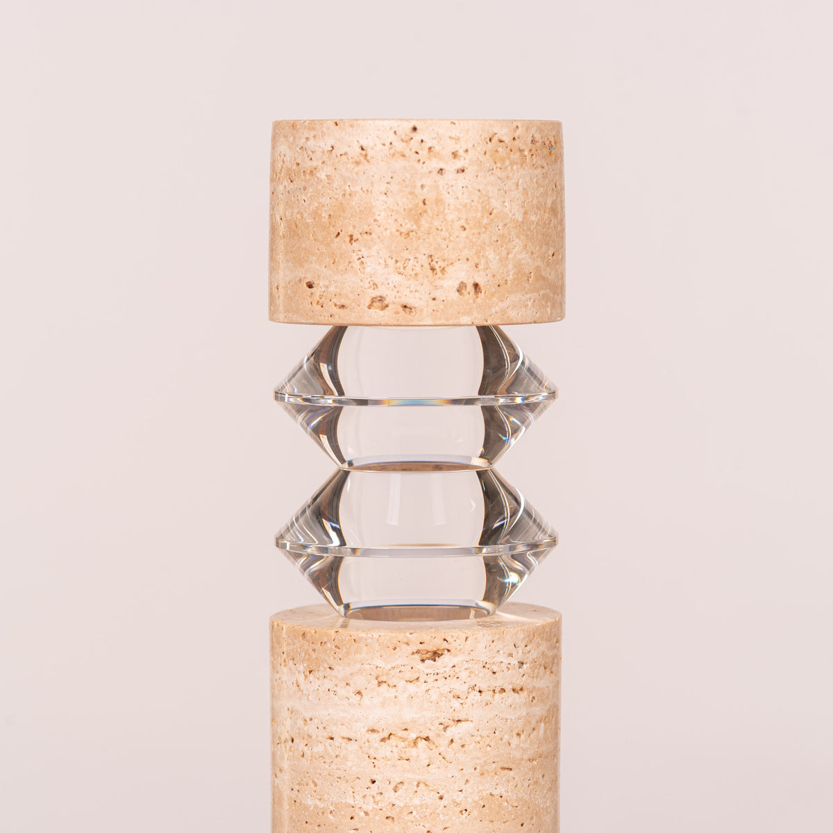 Crystal Pillar ( Beige, Large) Marble Candle Holder