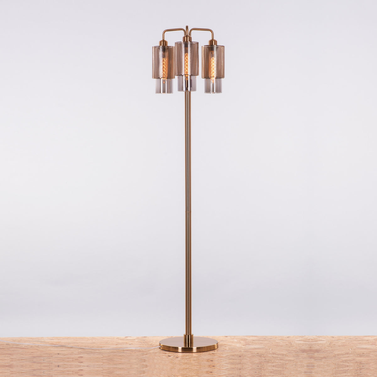 Attention Seeker (Gold, Smokey Grey) Glass Floor Lamp