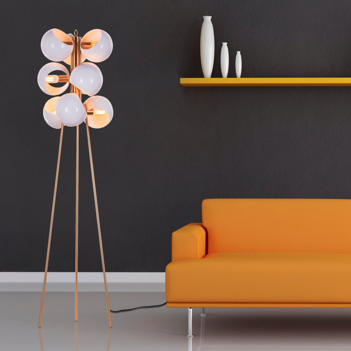 Greek To Me (Gold, White) Floor Lamp