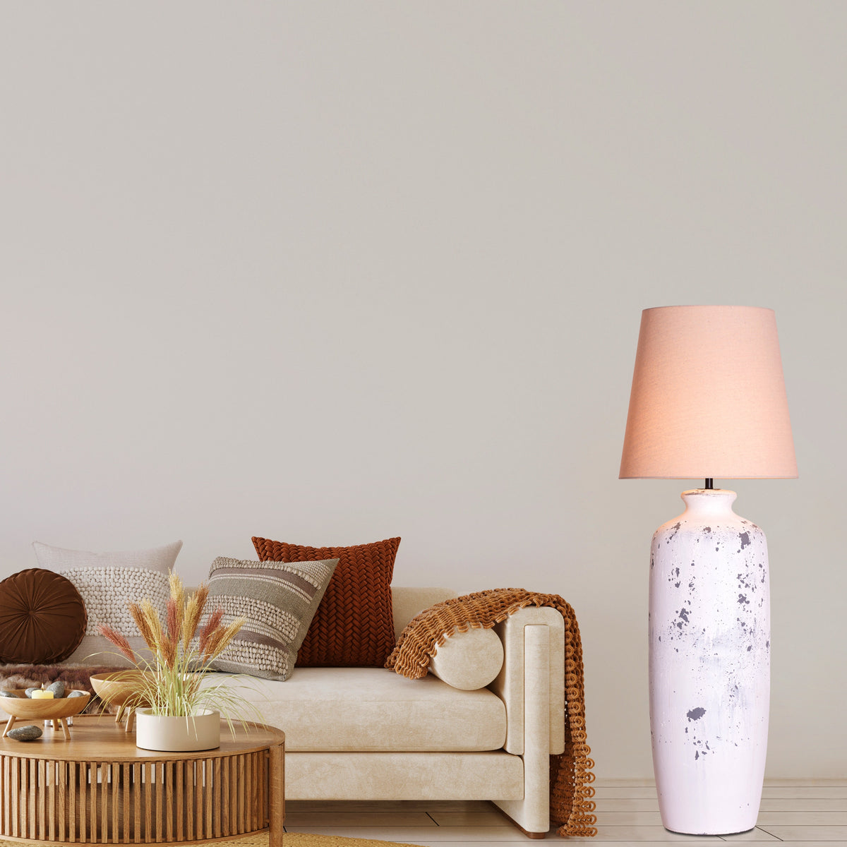 Snow Storm (White, Beige) Ceramic Floor Lamp