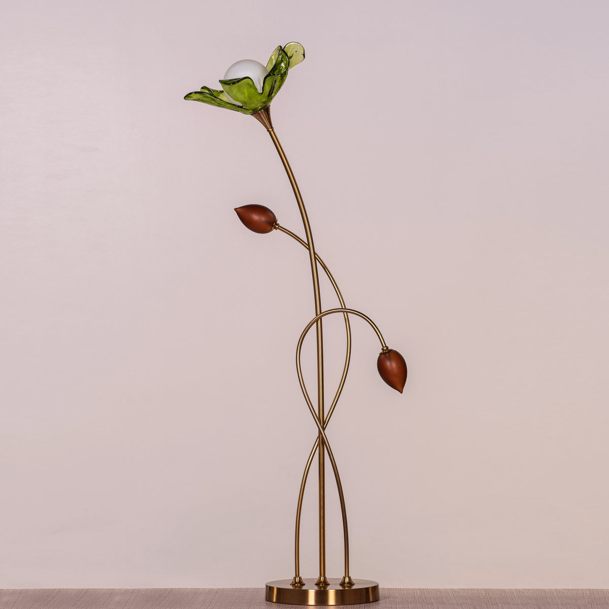Midori Sprout (Gold, Green & Amber) Tinted Glass Floor Lamp