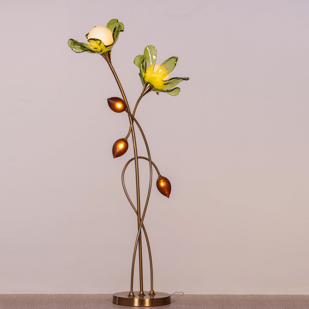 Midori Whisper (Gold, Green & Amber) Tinted Glass Floor Lamp