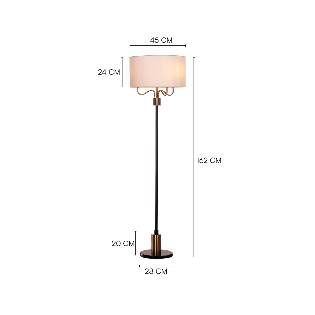 Aubrelle (Black & Gold) Marble Floor Lamp