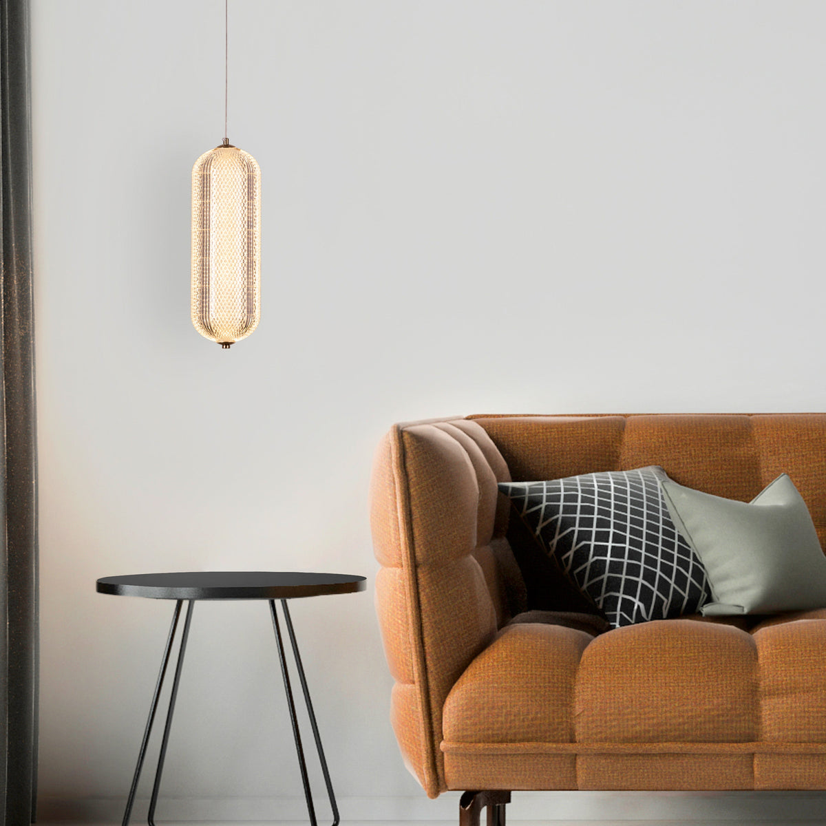 Yellow Diamond (Small, Dimmable LED with Remote Control) Acrylic Textured Pendant Light