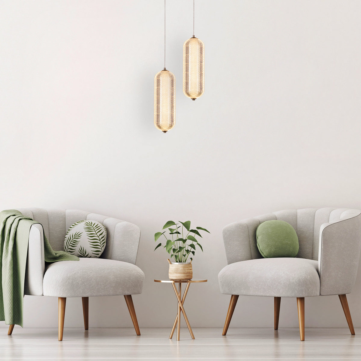 Yellow Diamond (Small, Dimmable LED with Remote Control) Acrylic Textured Pendant Light