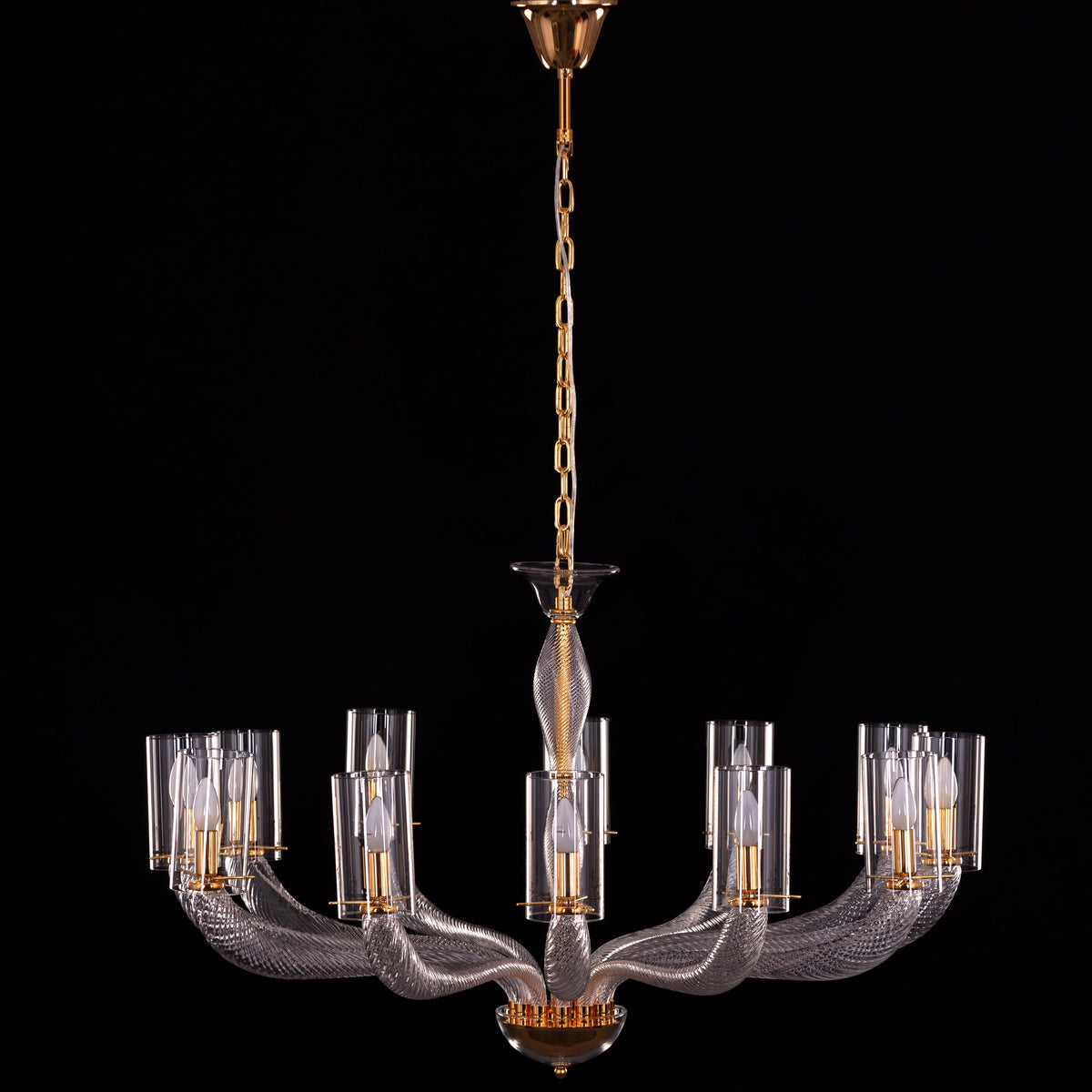 Midnight In Paris (Large, Gold) Glass Chandelier