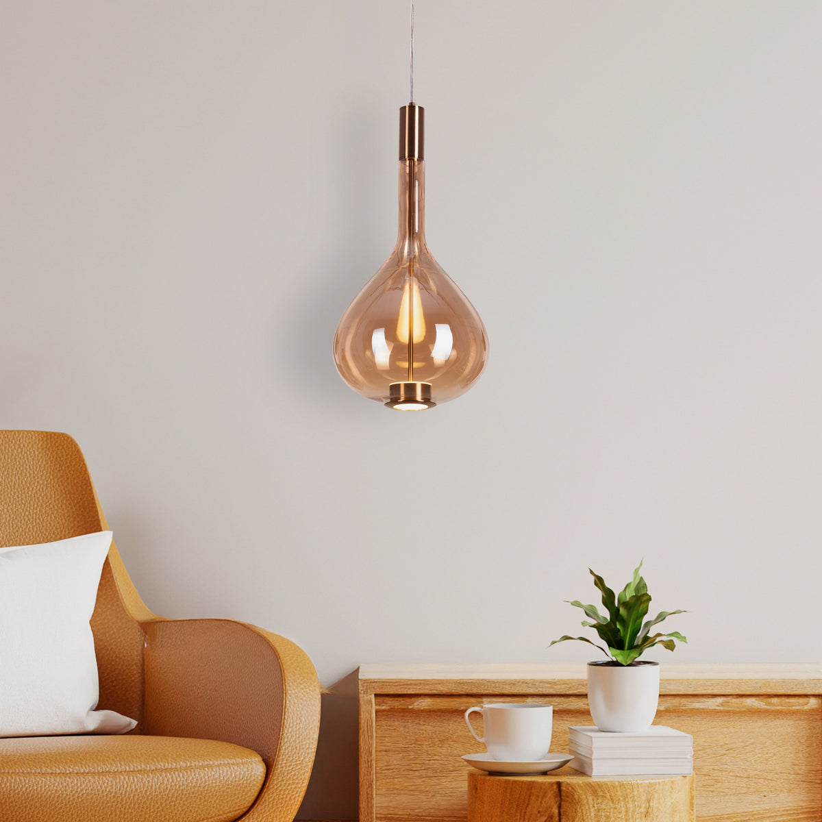 You Own It (Amber, Built-In LED) Glass Pendant Light