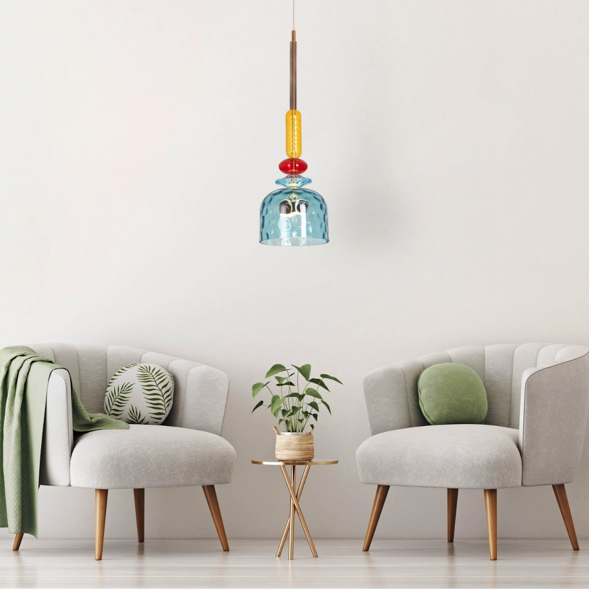 Hawaiian Cocktail (Blue, Built-In LED) Glass Pendant Light