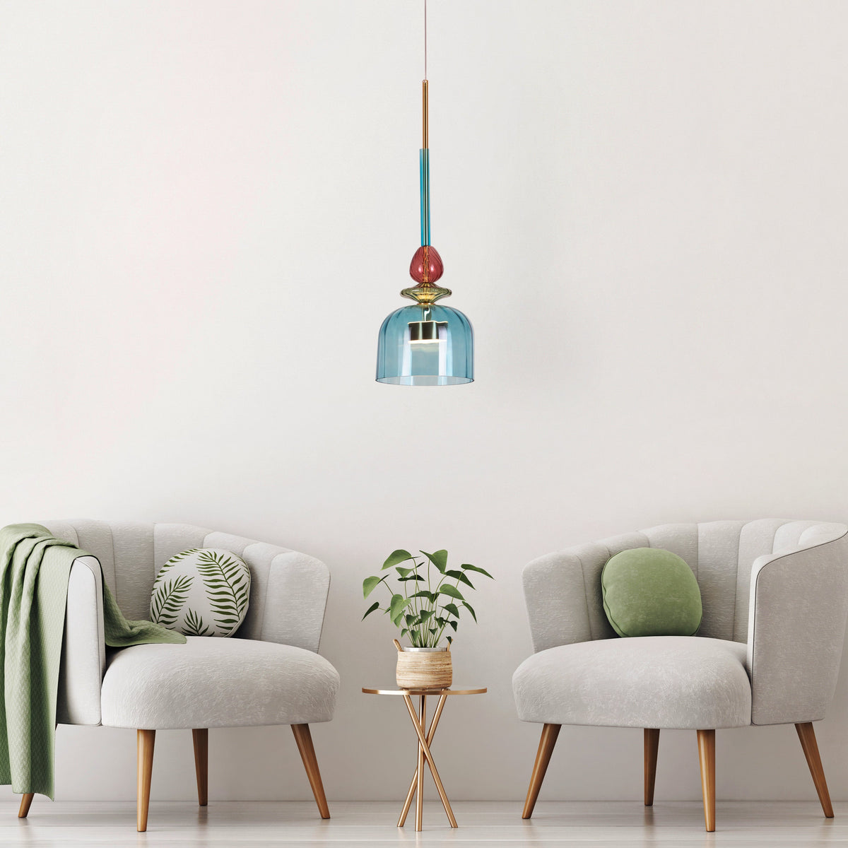 Paradise Blues (Built-In LED) Glass Pendant Light