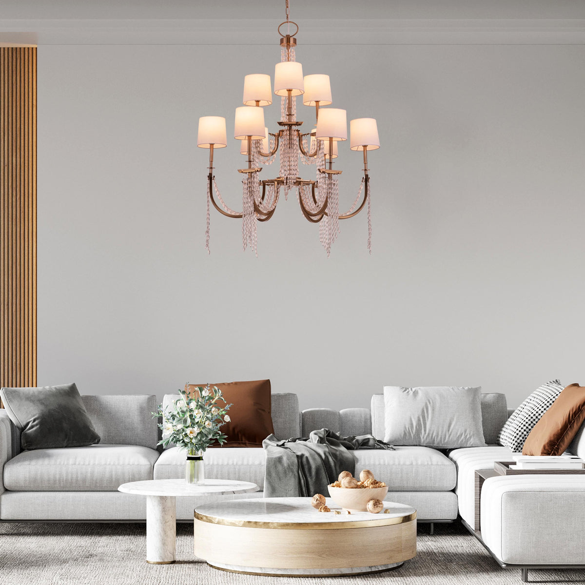 Cupid's Kiss (Gold) Crystal Double Height Chandelier