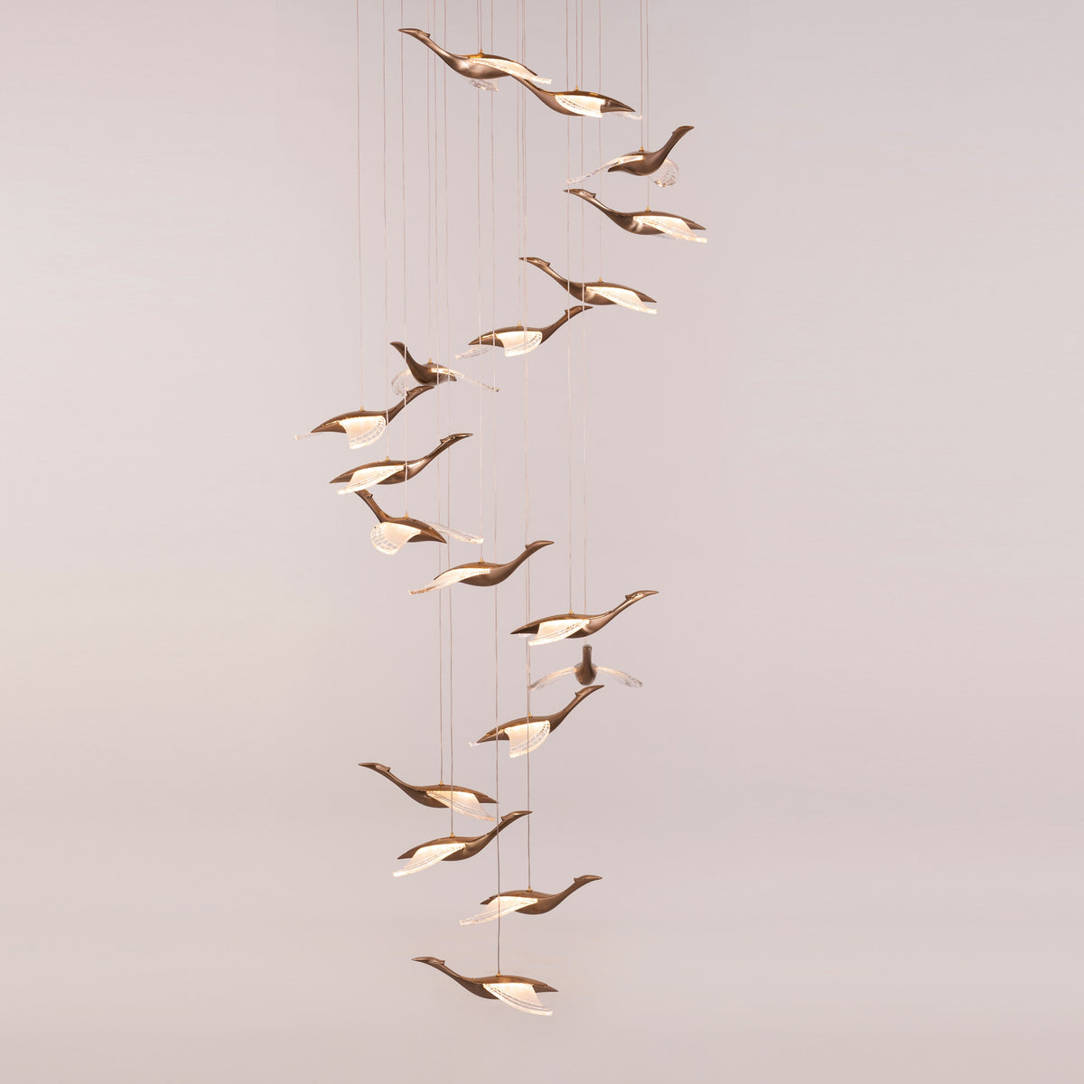Before I Wake (Large, Gold, Dimmable LED with Remote Control) Double Height Chandelier