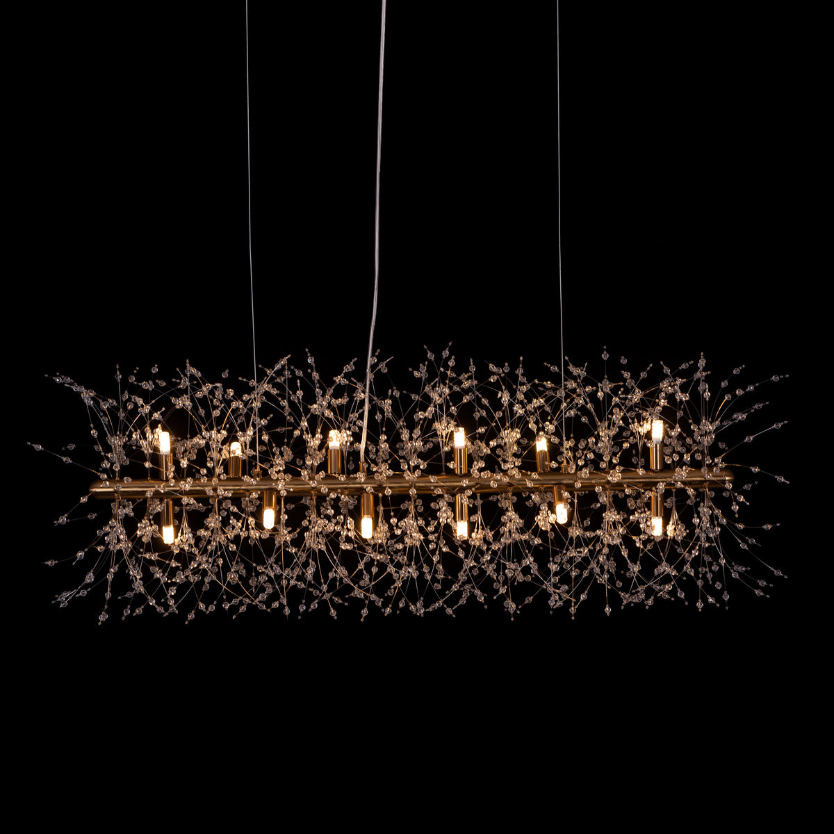 Touch The Clouds (Medium, Rectangular, Gold) Crystal Chandelier