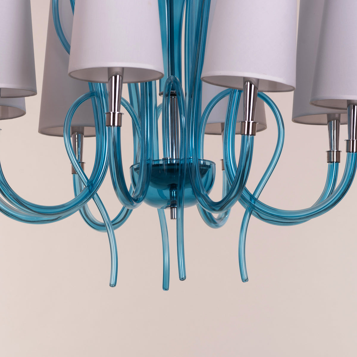 Lunch In London (Blue, White) Glass Chandelier