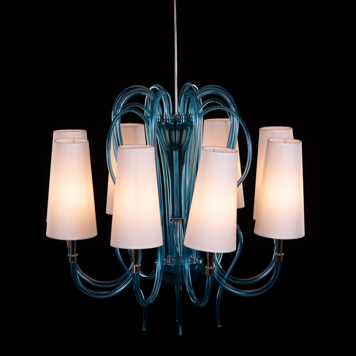 Lunch In London (Blue, White) Glass Chandelier