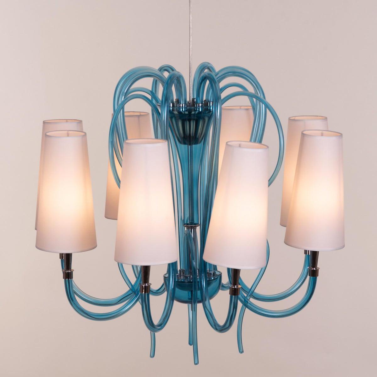 Lunch In London (Blue, White) Glass Chandelier
