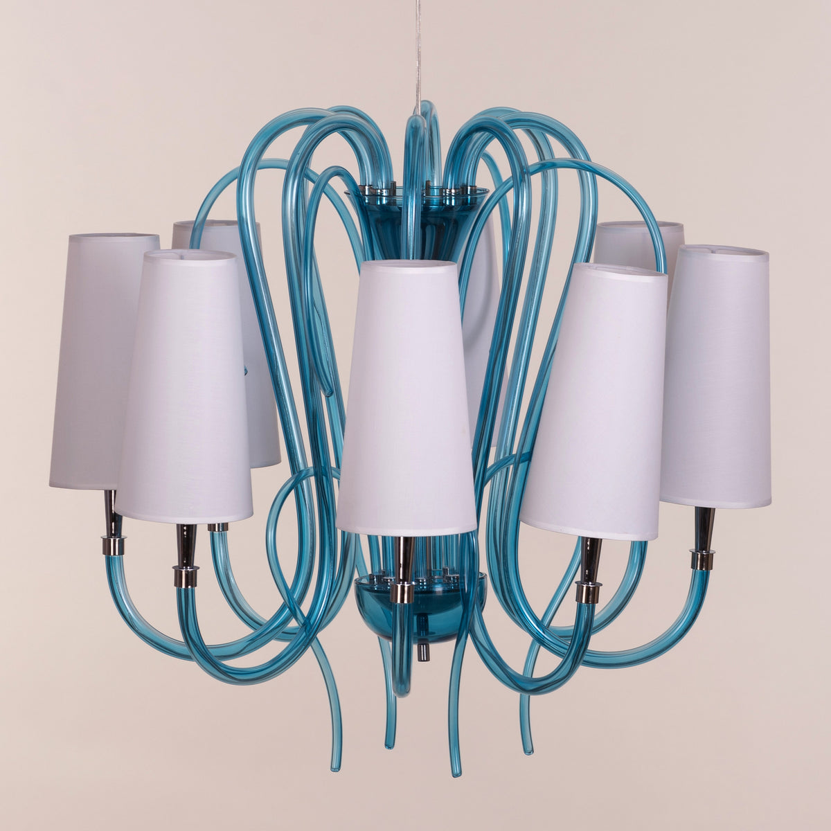 Lunch In London (Blue, White) Glass Chandelier