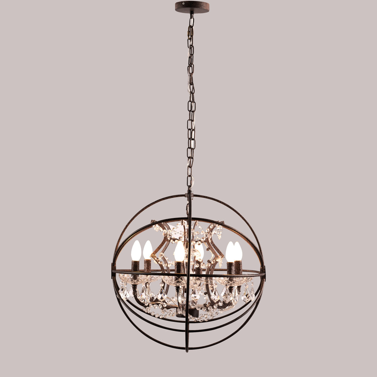 Moonlight Rendezvous (Small, Antique Rust) Crystal Chandelier
