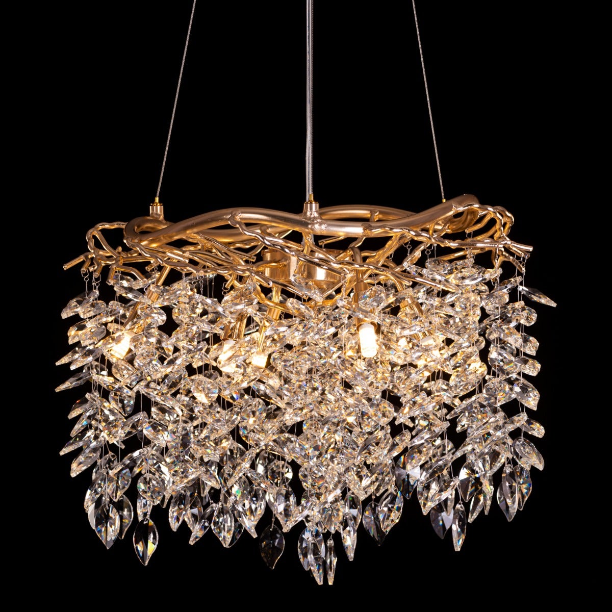Moral Of The Story (Small, Gold) Tree Branch Crystal Chandelier