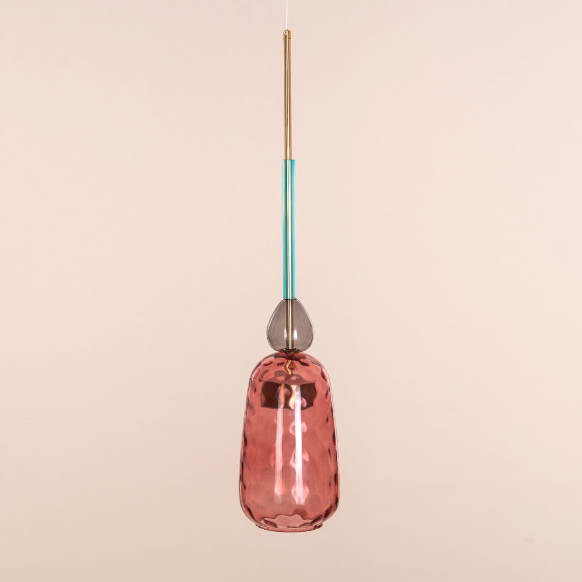 Cherry Bomb (Red, Built-In LED) Textured Glass Pendant Light