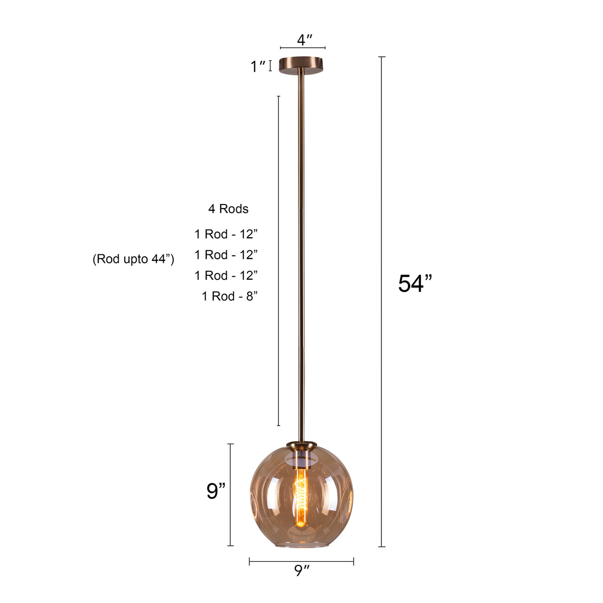 Tear Drop (Long, Amber, Gold) Glass Pendant Light