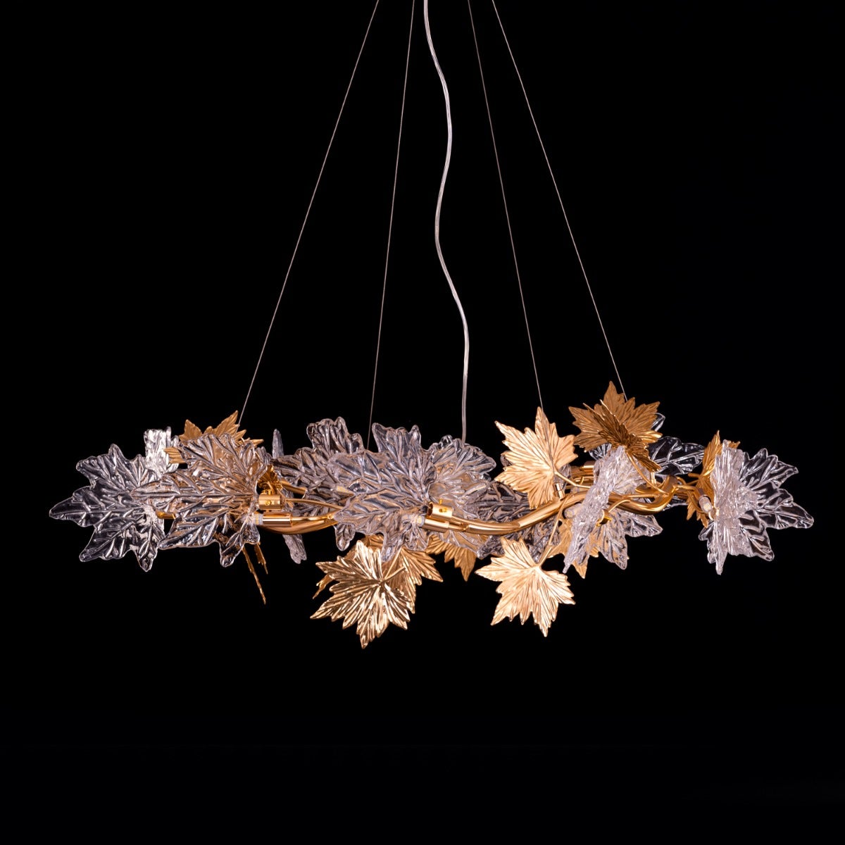 Falling For Flowers (Large, Gold) 1-Layer Tree Branch Crystal Chandelier