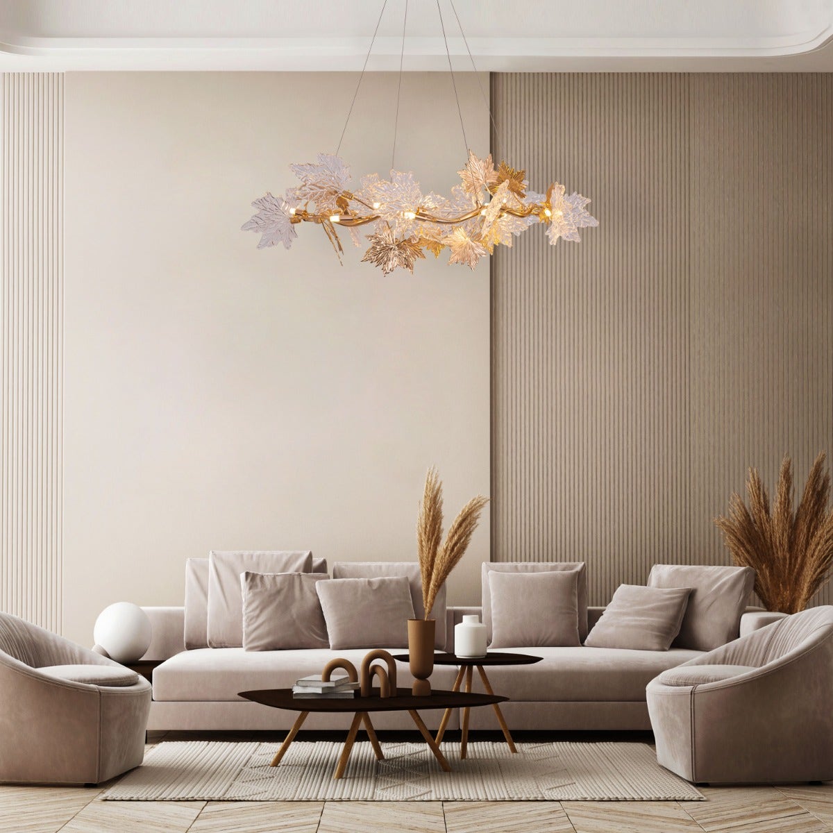Falling For Flowers (Large, Gold) 1-Layer Tree Branch Crystal Chandelier