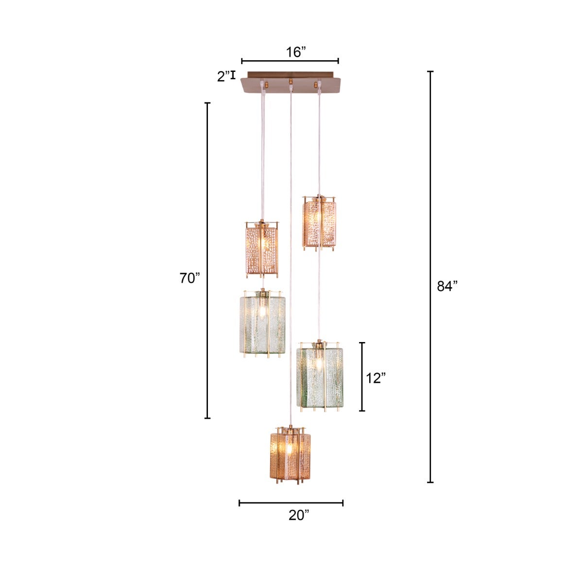 Take The Leap (Amber, Green) Textured Glass Chandelier