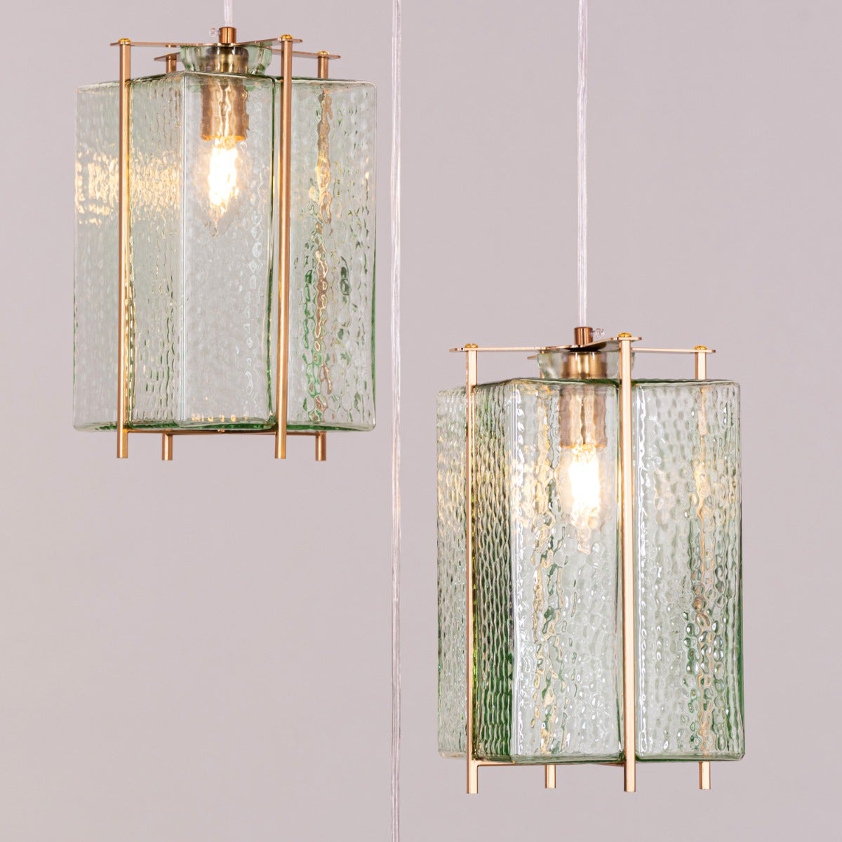 Take The Leap (Amber, Green) Textured Glass Chandelier