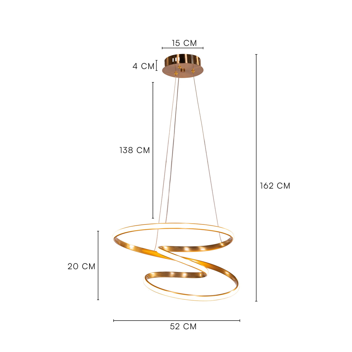 Sleepover (Gold, 3 Color Dimmable LED with Remote Control) Chandelier