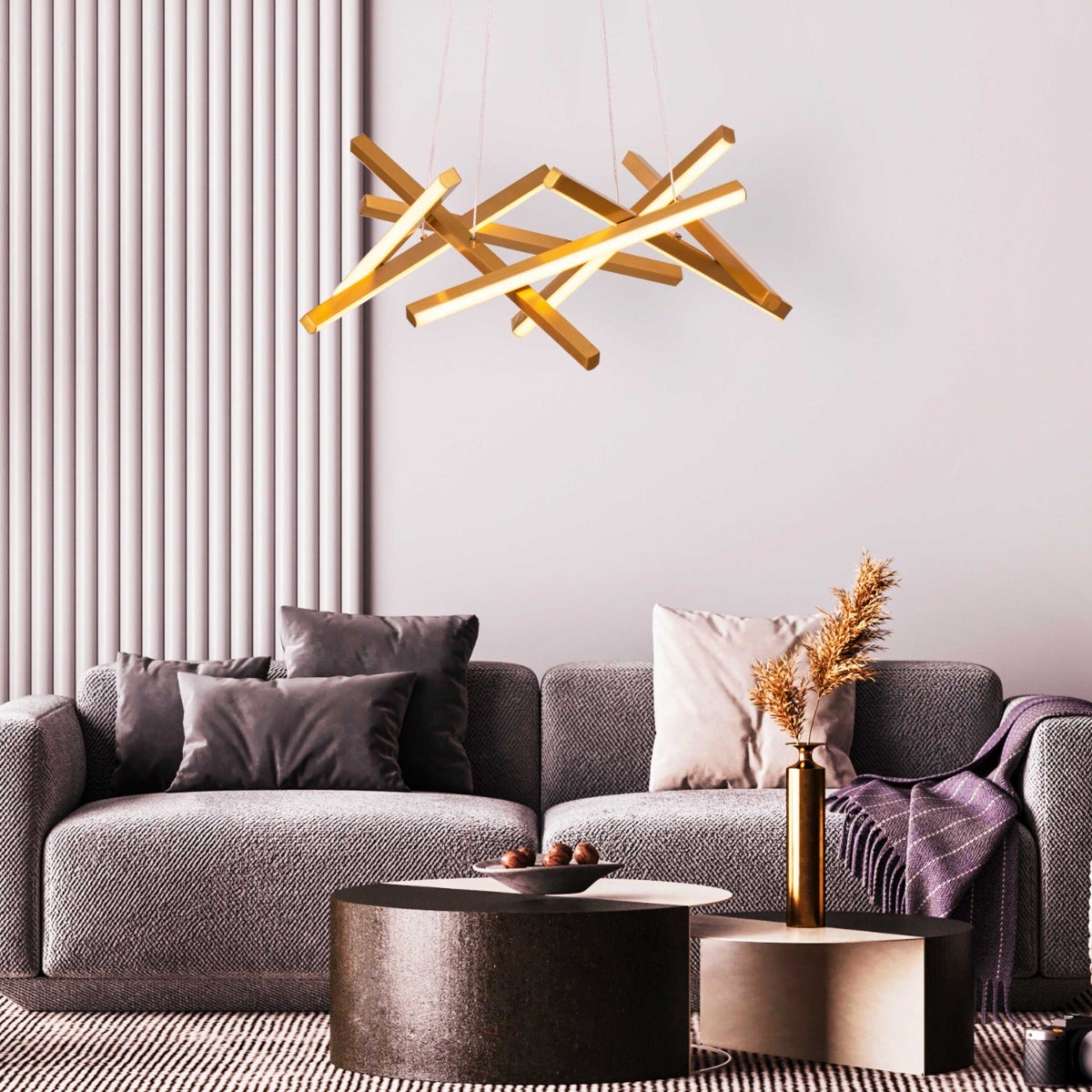 Run The World (Gold, 3 Color Dimmable LED with Remote Control) Chandelier