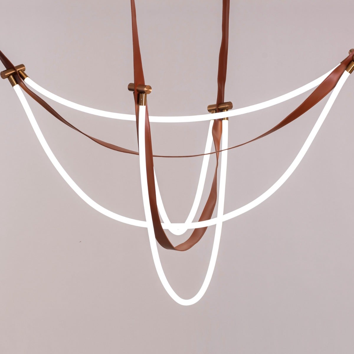 Racetrack Racehorse (Large, Brown, 3 Color Built-In LED) Leather Chandelier