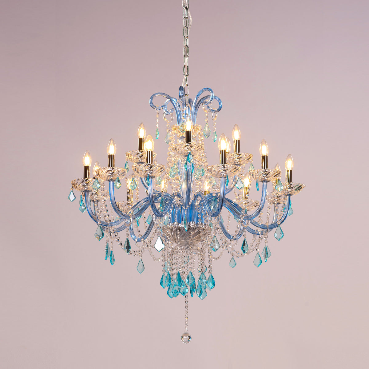 Georgian Glamour Grand (Large, Aqua Blue) Crystal Chandelier