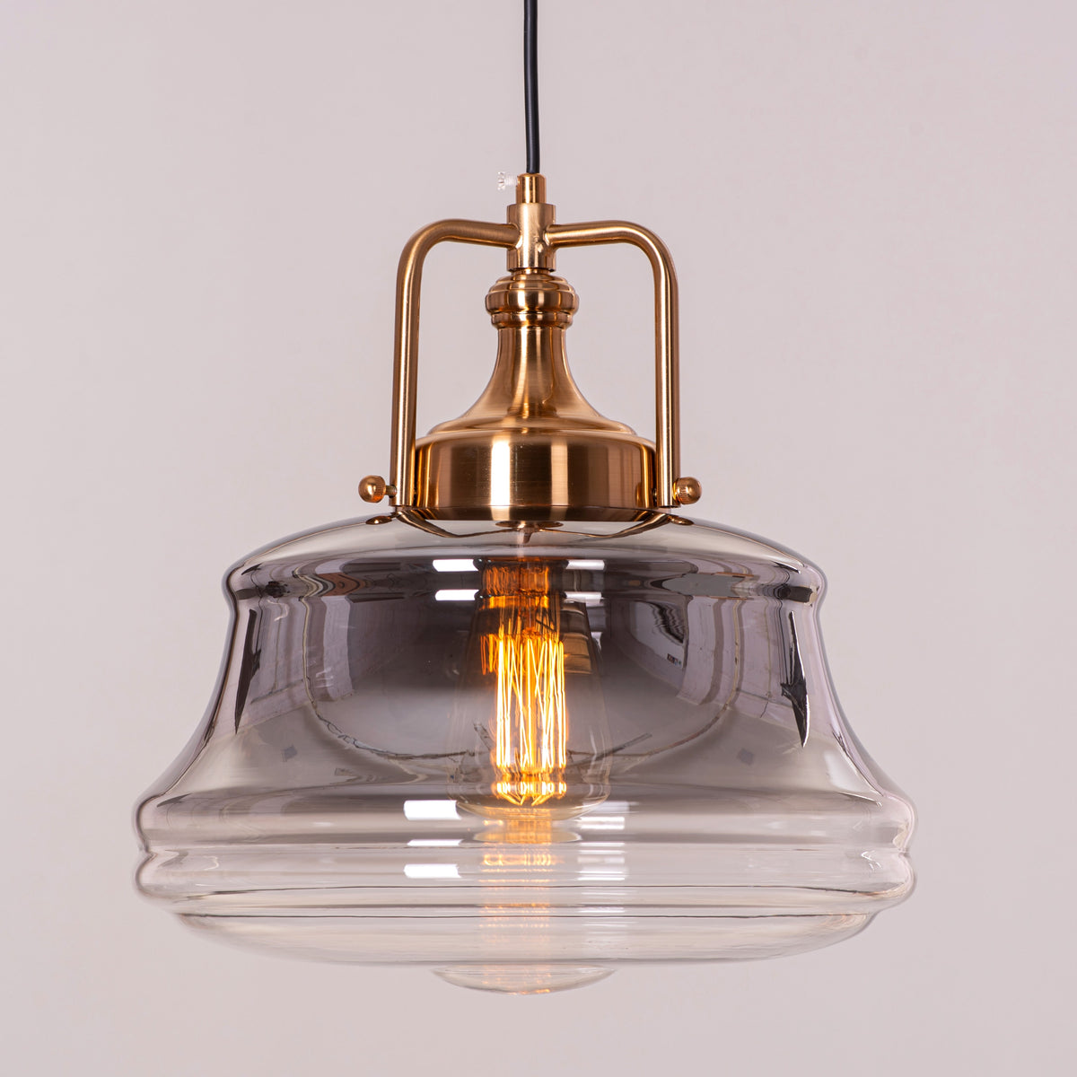 Eyes Closed (Gold, Smokey Grey) Clear Glass Pendant Light