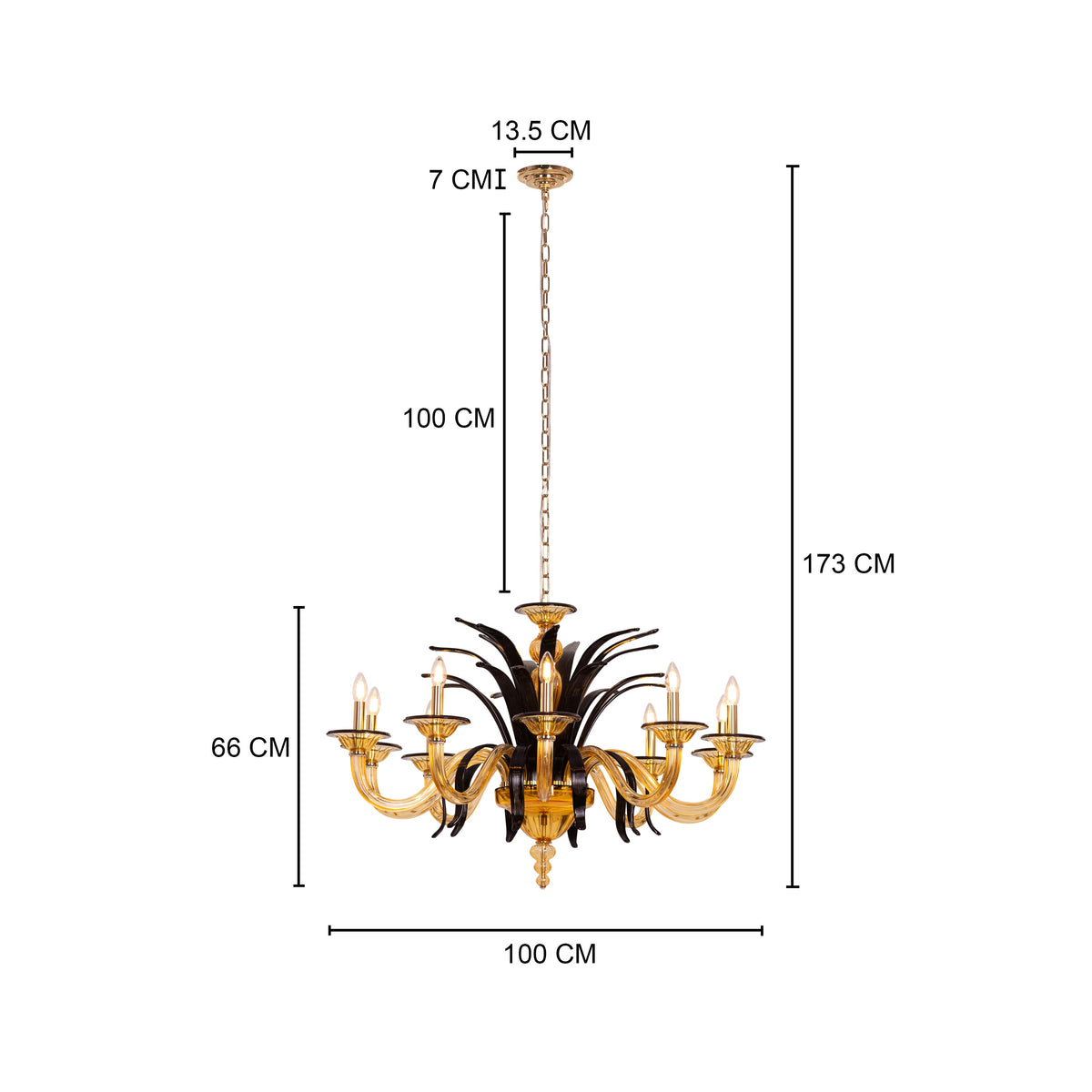 Melodrama (Large, Amber, Black) Textured Glass Chandelier