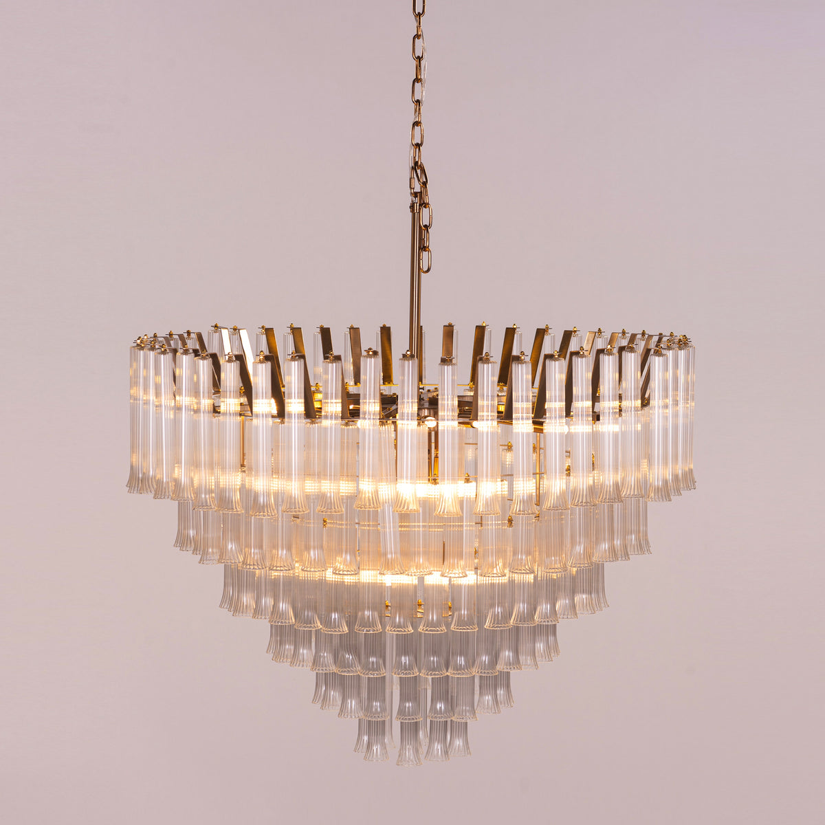 Lived It Twice (Gold) Clear Glass Chandelier