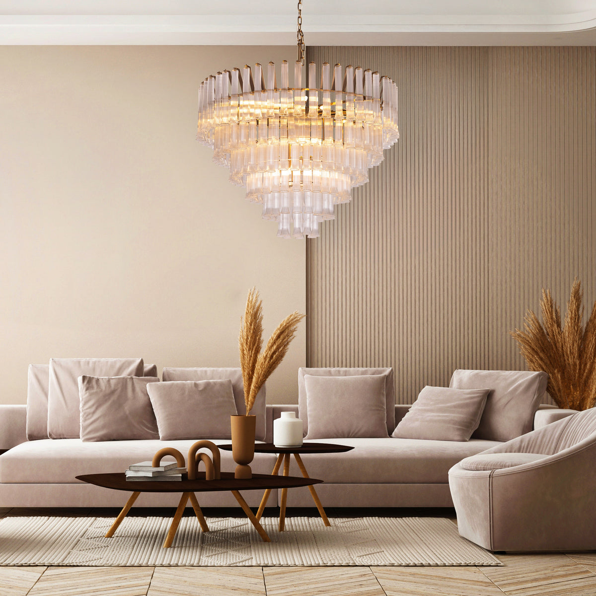 Lived It Twice (Gold) Clear Glass Chandelier