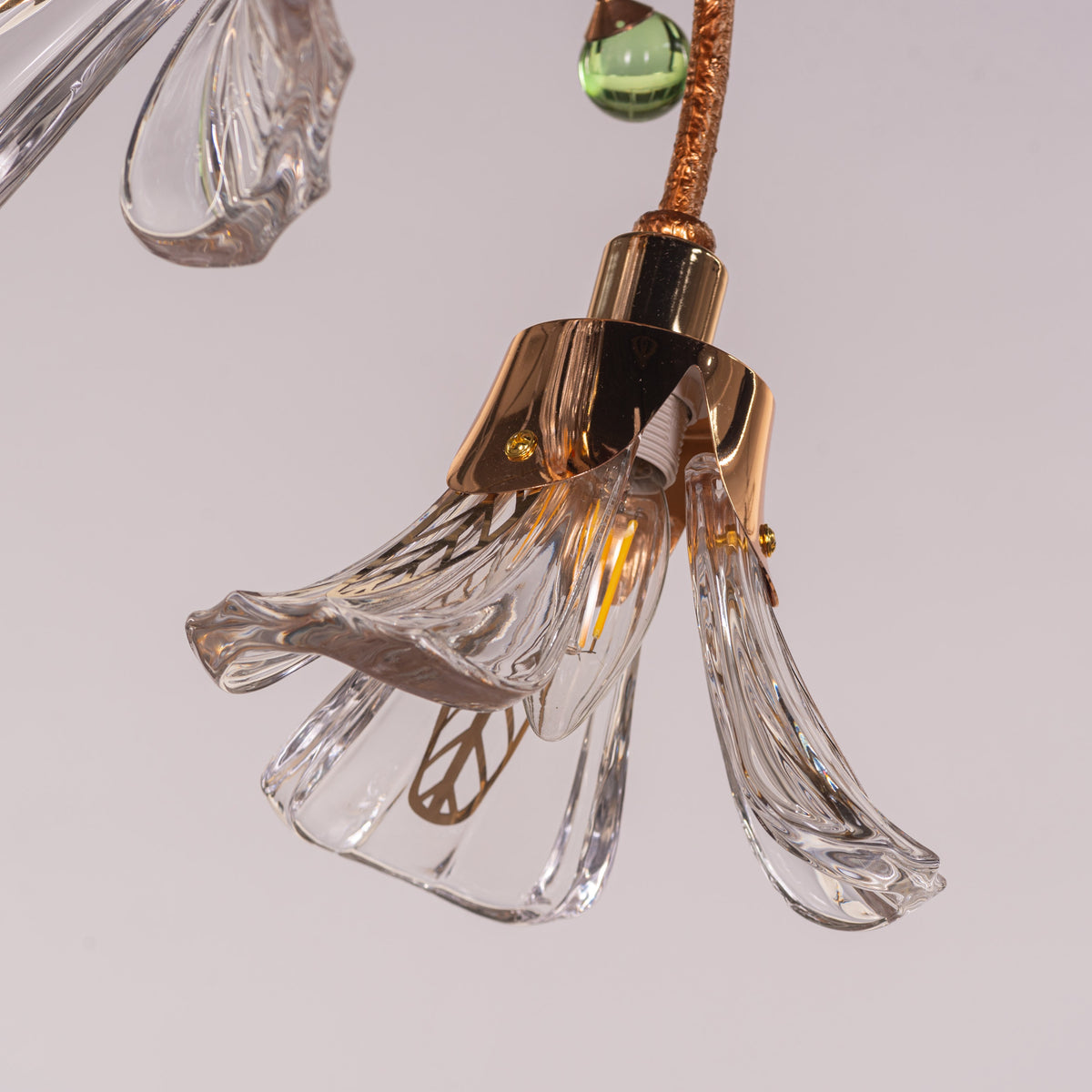Harubana Blossom (Rose Gold, Clear Amber) Textured Glass Pendant Light