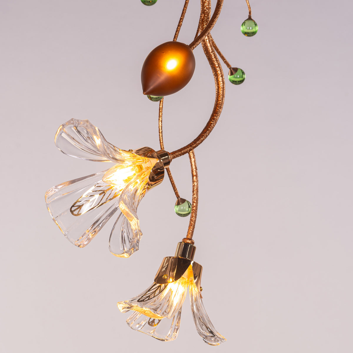 Harubana Blossom (Rose Gold, Clear Amber) Textured Glass Pendant Light