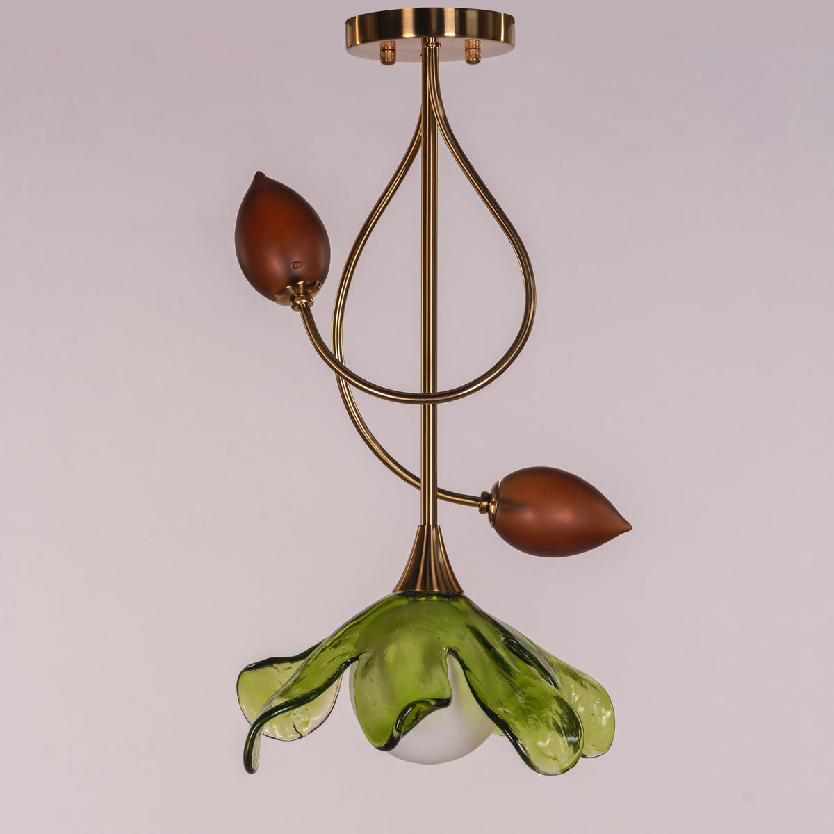 Midori Bloom (Gold, Green & Amber) Tinted Glass Pendant Light