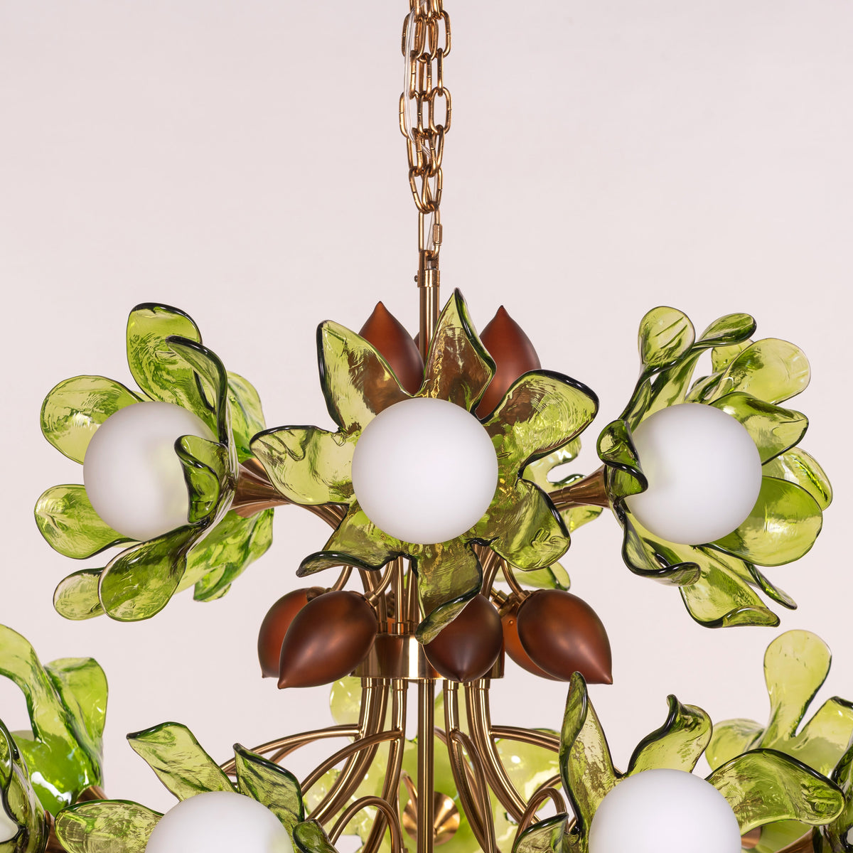 Midori Bouquet (Gold, Green & Amber) Tinted Glass Chandelier