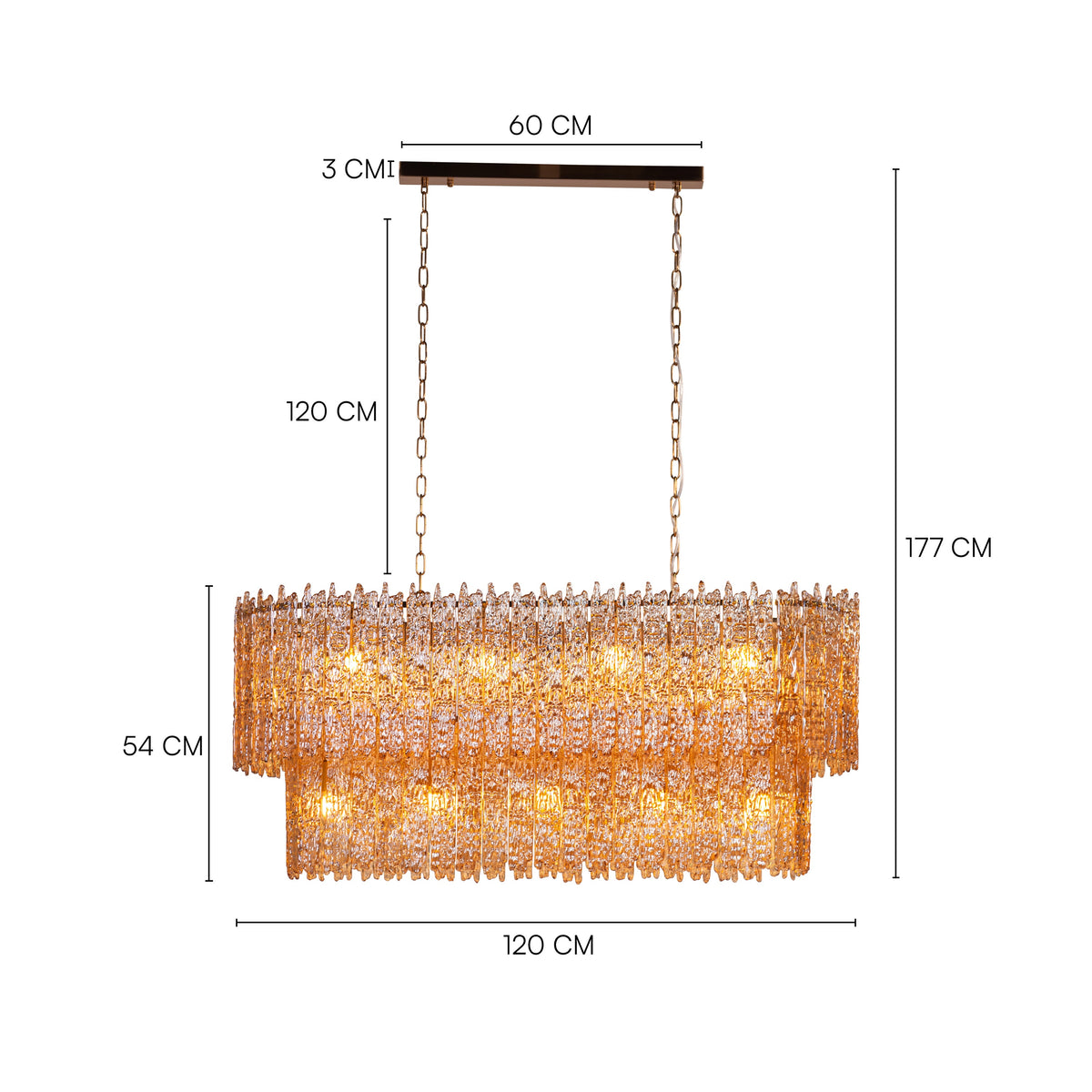 Sweeping Changes (Gold, Oval, Molten Wax-Styled) Crystal Chandelier