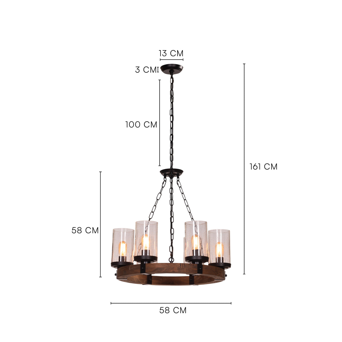 Rules Of The Game (Black) Clear Glass Chandelier