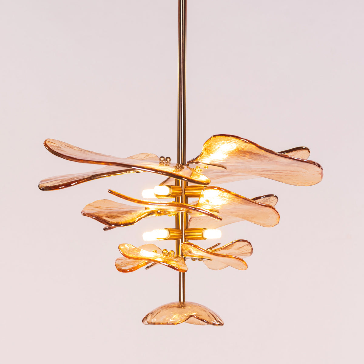Luminous Lotus (Gold, Amber) Tinted Glass Pendant Light