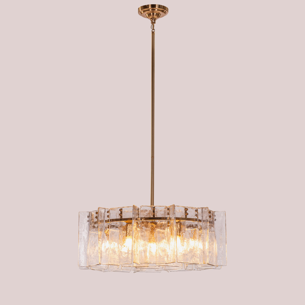 Rose Rhapsody (Gold) Textured Glass Round Chandelier