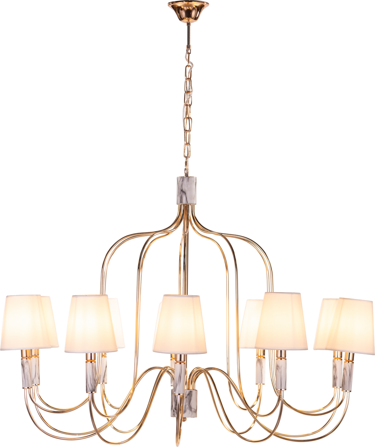 Aurora Bloom (Gold, White) Fabric Chandelier