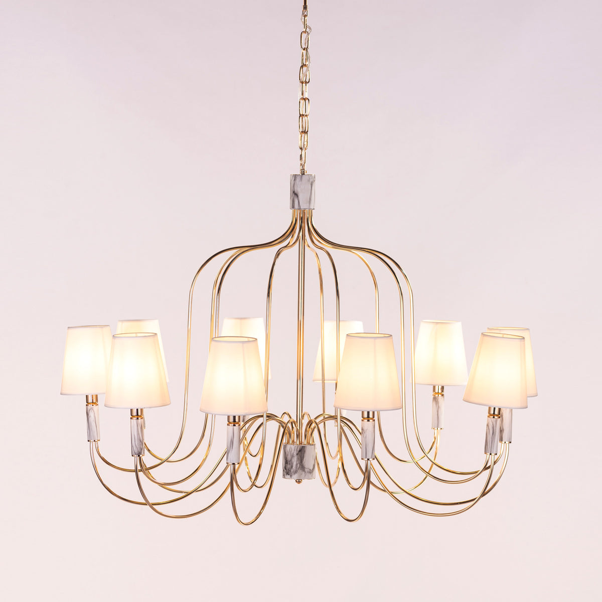 Aurora Bloom (Gold, White) Fabric Chandelier